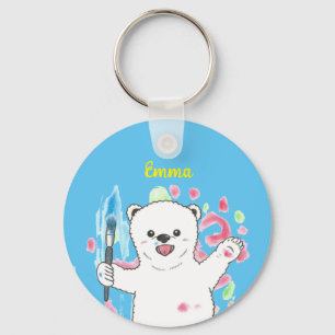 Cute Polar bear Artist Art Keychain