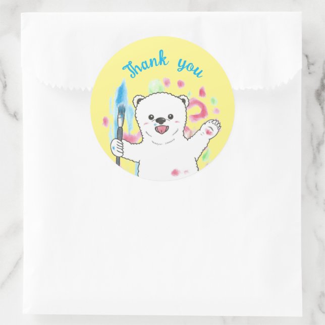 Cute Polar bear Artist Thank you Yellow Sticker (Bag)