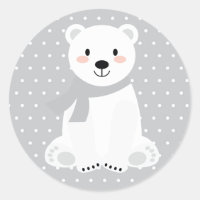 Cute Polar Bear Baby Shower Grey