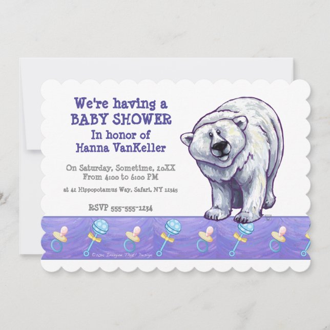 Cute Polar Bear Baby Shower Invitation (Front)