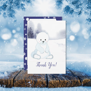 Cute Polar Bear Baby Shower Thank You Card