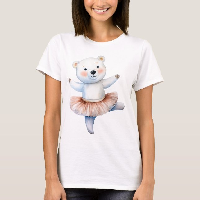 Cute polar bear ballerina dancing ballet T-Shirt (Front)