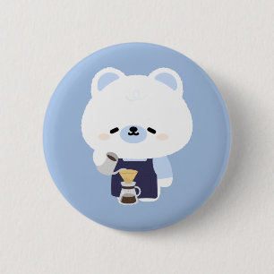 Cute Polar Bear Barista 6 Cm Round Badge