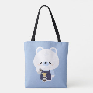 Cute Polar Bear Barista Tote Bag