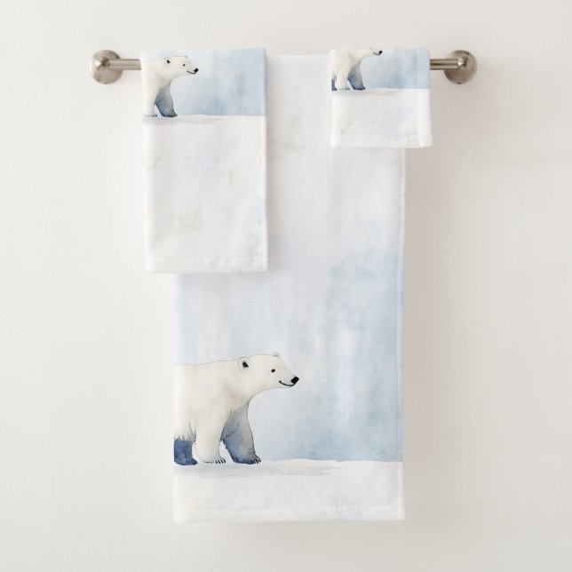Cute polar bear bath towel set (Insitu)