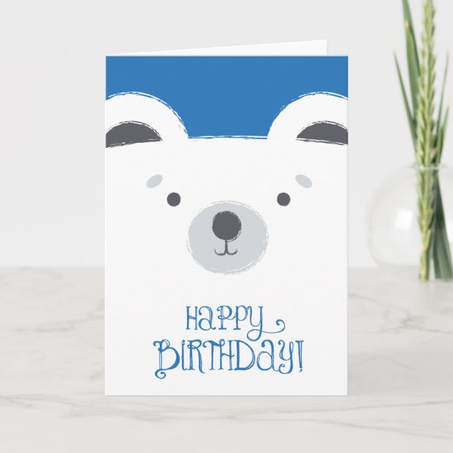 Cute Polar Bear Birthday Card (Front)