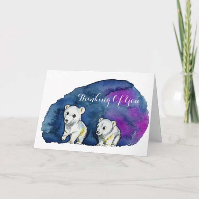Cute Polar Bear Brothers | Thinking of You Card (Front)