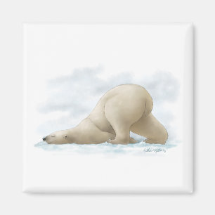 Cute Polar Bear Cartoon in the snow Magnet