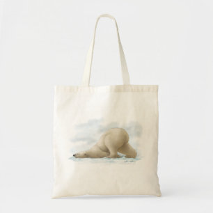 Cute Polar Bear Cartoon in the snow Tote Bag