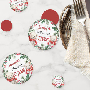 Cute Polar Bear Christmas 1st Birthday  Confetti
