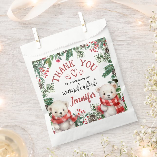 Cute Polar Bear Christmas 2nd Birthday  Favour Bag (Clipped)