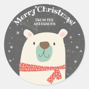 Cute Polar Bear Christmas Classic Round Sticker