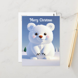Cute Polar Bear Christmas Festive Holiday Postcard