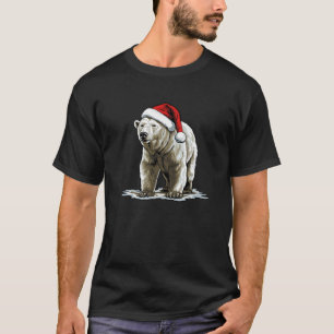 Cute Polar Bear Christmas Lights Santa Hat Xmas Pa T-Shirt