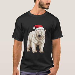 Cute Polar Bear Christmas Lights Santa Hat Xmas Pa T-Shirt