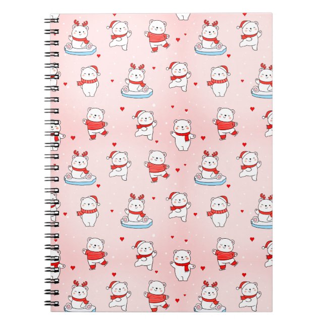 Cute Polar Bear Christmas Notebook  (Front)