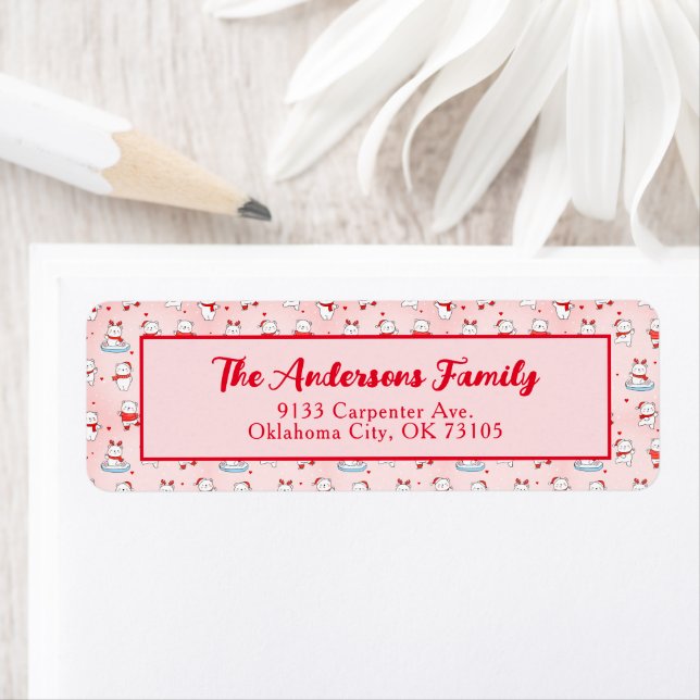Cute Polar Bear Christmas Return Address Label (Insitu)