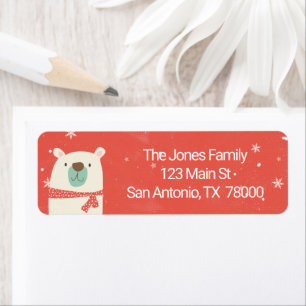Cute Polar Bear Christmas Return Address Label