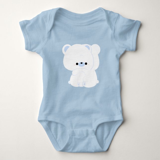 Cute Polar Bear Couple Baby Bodysuit (Front)