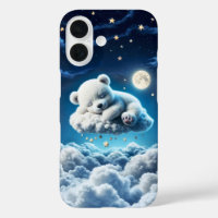 Cute Polar bear cub beauty fluffy clouds
