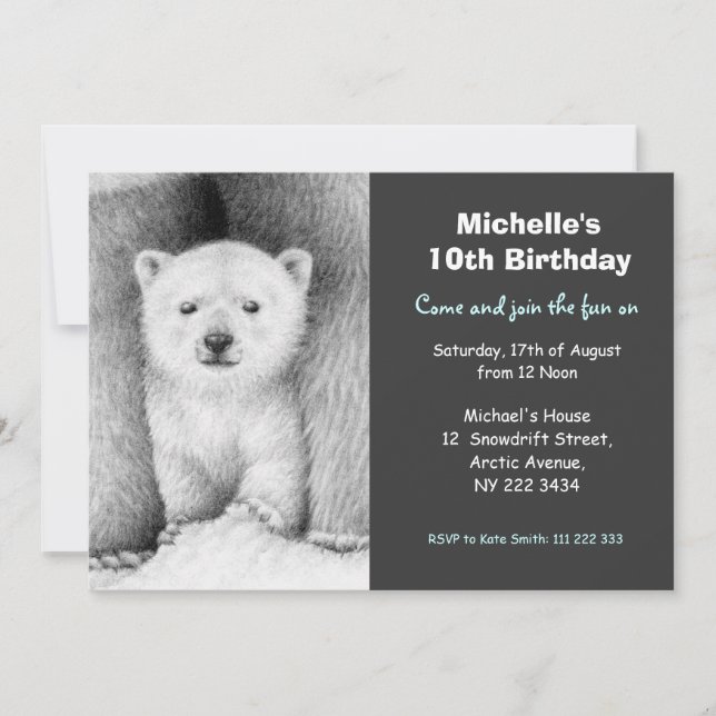 Cute Polar Bear & Cub Birthday Party Invitation (Front)