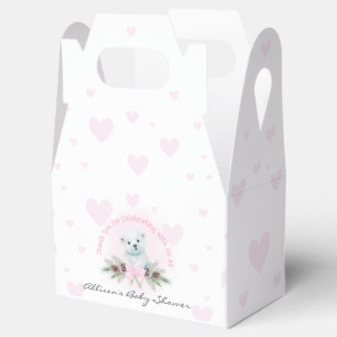 Cute Polar Bear Cub Pink Girl Winter Baby Shower Favour Box