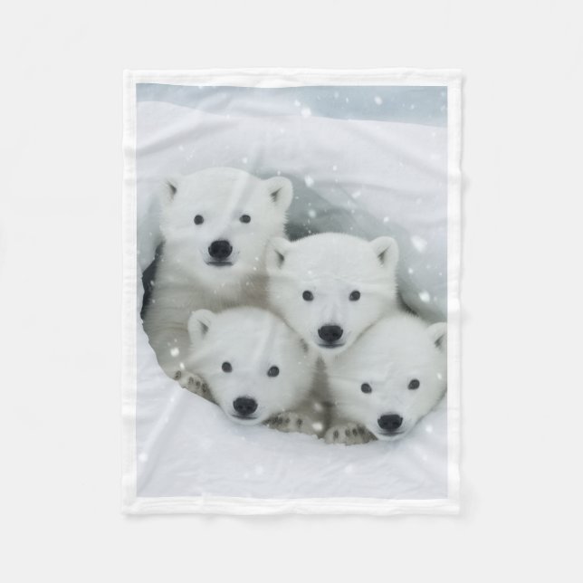 Cute Polar Bear Cubs Blanket (Front)