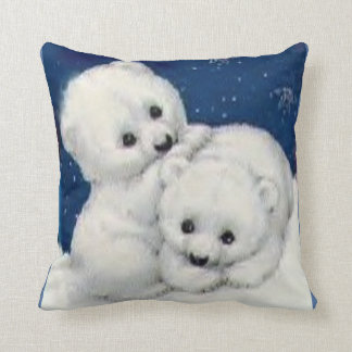 Cute Polar Bear Cubs Cushion