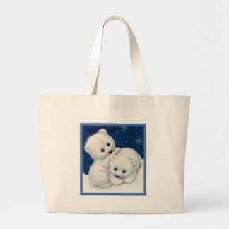 Cute Polar Bear Cubs Large Tote Bag