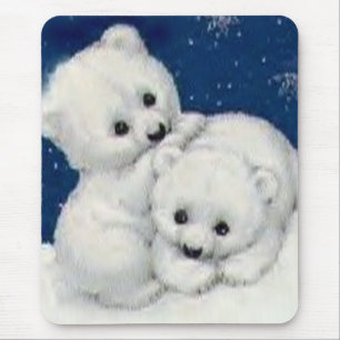 Cute Polar Bear Cubs Mouse Pad