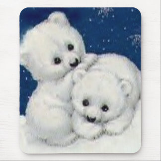 Cute Polar Bear Cubs Mouse Pad