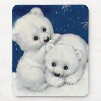 Cute Polar Bear Cubs Mouse Pad