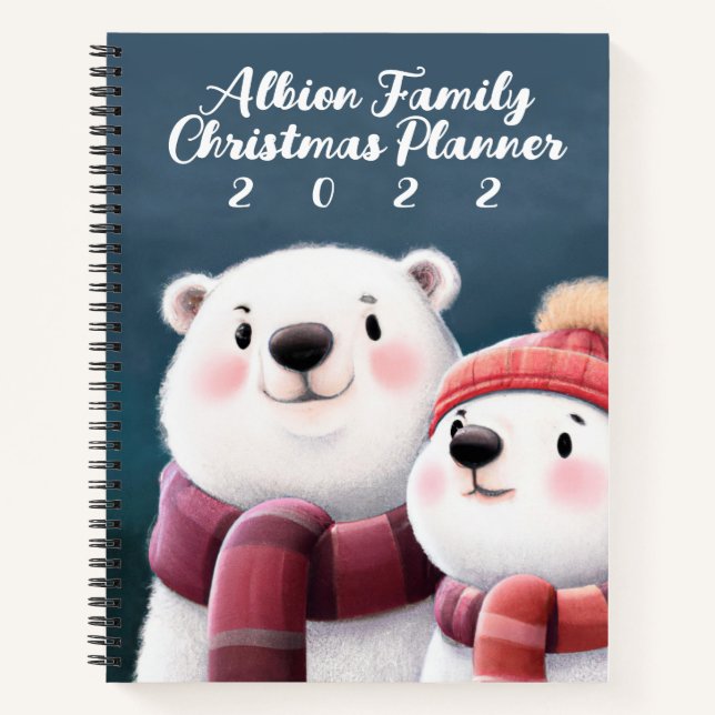 Cute Polar Bear Cubs Wearing Scarves Notebook (Front)