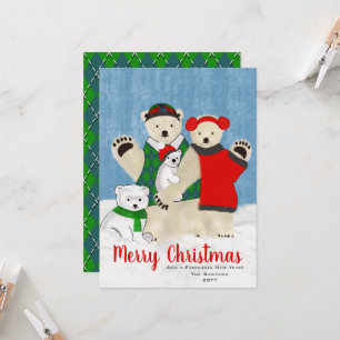 Cute Polar Bear Family of Four Merry Christmas