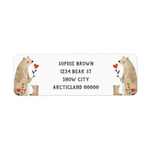 Cute Polar Bear Family Watercolor Return Address Label