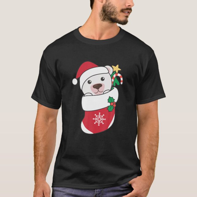 Cute Polar Bear For Christmas Polar Bear T-Shirt (Front)