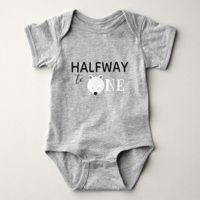 Cute Polar Bear Half Birthday Baby Bodysuit (Front)