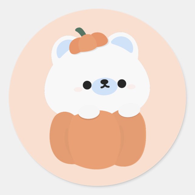 Cute Polar Bear Halloween  Classic Round Sticker (Front)