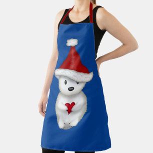 Cute Polar Bear holding Heart Apron