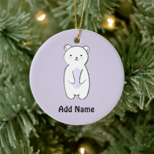 Cute Polar Bear Illustration Ceramic Ornament