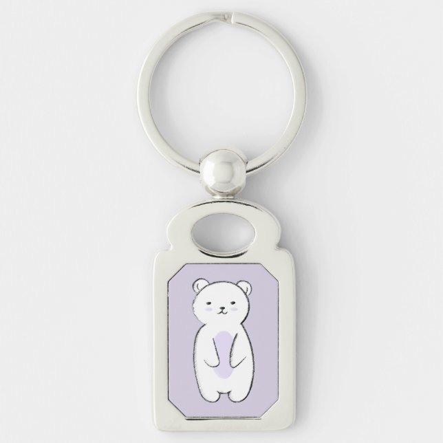 Cute Polar Bear Illustration Key Ring (Front)