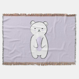 Cute Polar Bear Illustration Throw Blanket