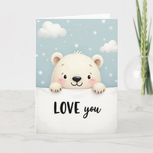 Cute Polar Bear Love You Snow Card