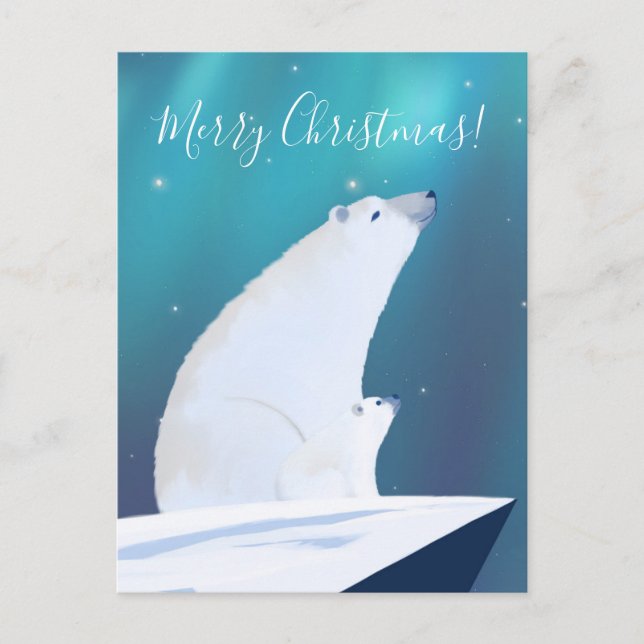 Cute Polar Bear Merry Christmas  Postcard (Front)