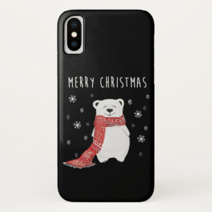 Cute Polar Bear  Merry Christmas Xmas iPhone X Case