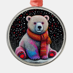 Cute polar bear metal ornament
