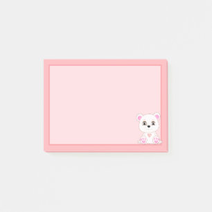 Cute Polar Bear on Light Pink Post-it Notes