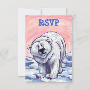 Cute Polar Bear Party Centre RSVP