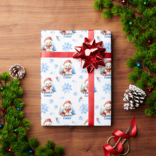 Cute Polar Bear Personalised Christmas  Wrapping Paper