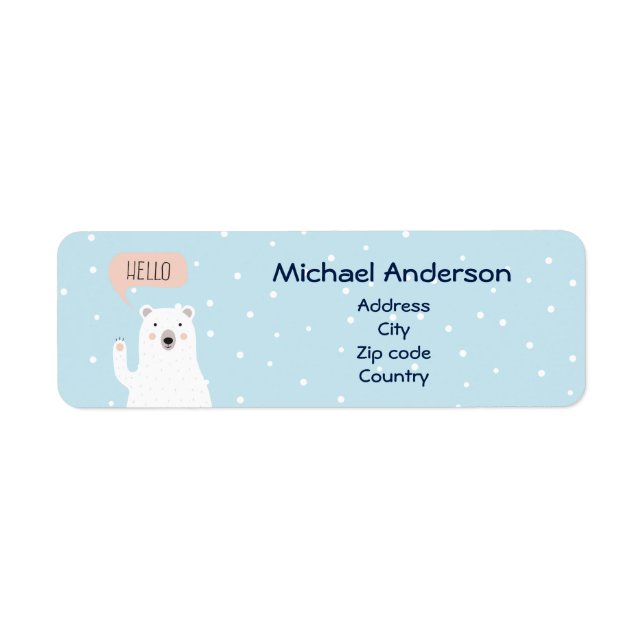 Cute Polar Bear Pesonailzed Return Address Label (Front)